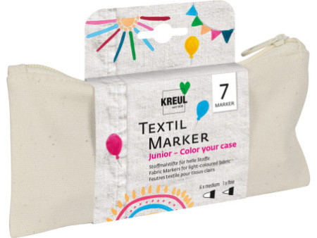 KREUL Feutre textile médium 'Junior', kit 'Color your case'