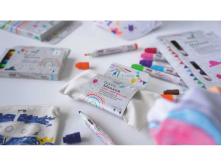 KREUL Feutre textile médium 'Junior', kit 'Color your case'