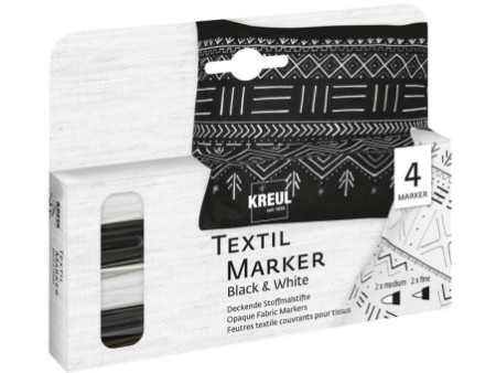 KREUL Feutre textiler Opak, set de 4 Black & White