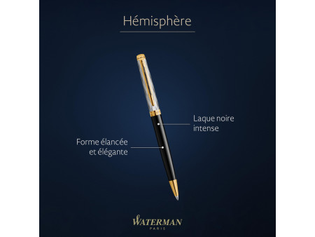 WATERMAN Stylo à bille Hémisphère Reflets de Paris Noir G.T.