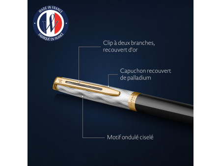 WATERMAN Stylo à bille Hémisphère Reflets de Paris Noir G.T.