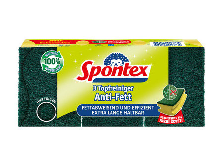 Spontex Éponge Anti-Gras, pack de 3