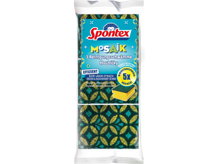 Spontex Éponge Mosaik, pack de 3, assorti