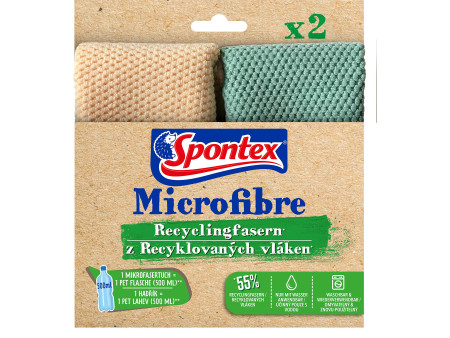 Spontex Chiffon microfibre en fibres recyclées, pack de 2