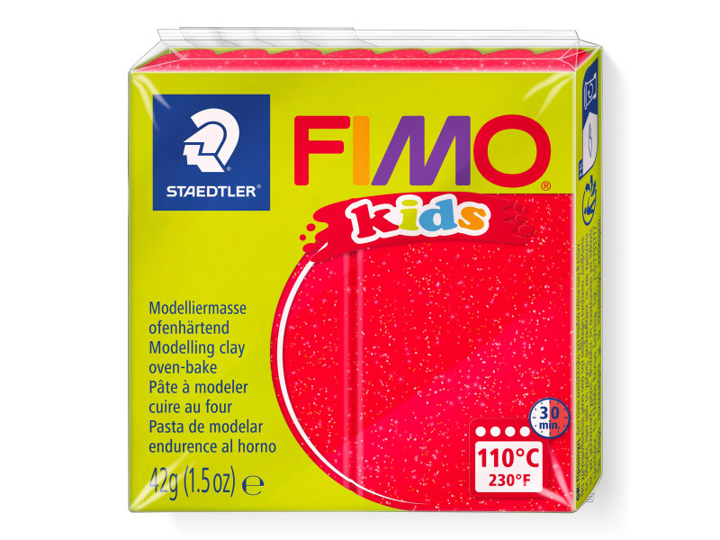 FIMO kids Pâte à modeler, à cuire, 42 g, rouge paillette