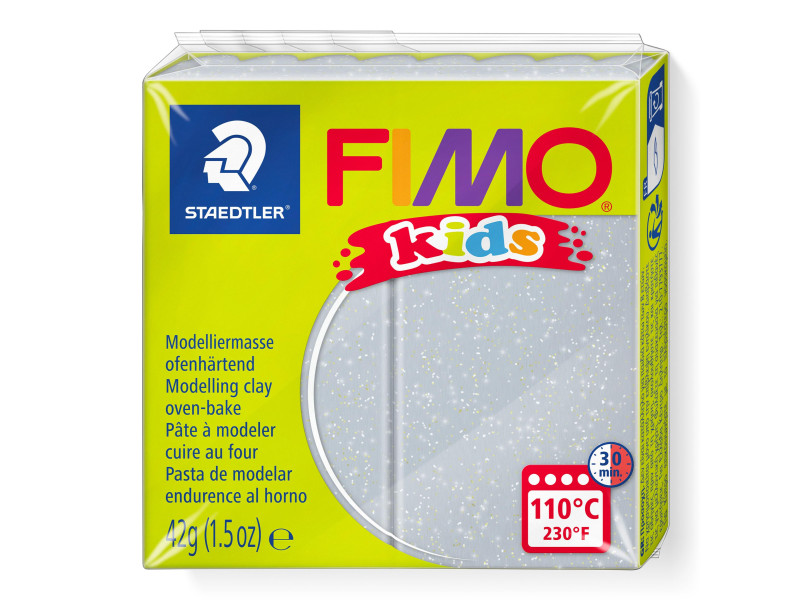 FIMO Pâte à modeler, à cuire, 42 g, argent paillette
