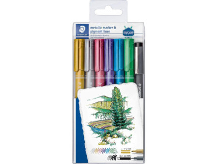 STAEDTLER Marqueur permanent Metallic, étui de 6 + feutre