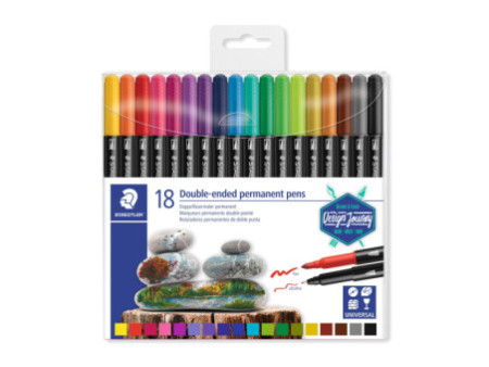 STAEDTLER Feutre double pointe permanent, étui de 18