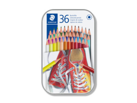 STAEDTLER Crayon de couleur hexagonal, étui en métal de 36