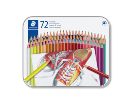 STAEDTLER Crayon de couleur hexagonal, étui en métal de 72