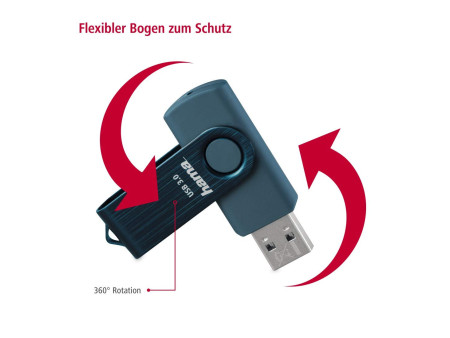 hama Clé USB 3.0 'Rotate', 256 GB, bleu pétrole