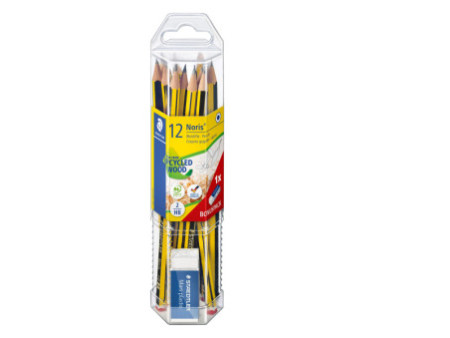 STAEDTLER Crayon graphite Noris, pack promo de 12 + gomme