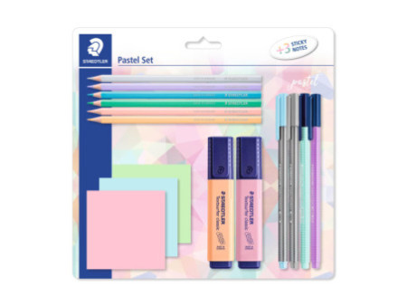 STAEDTLER Kit d'écriture pastel, avec 3 bloc-notes adhésifs