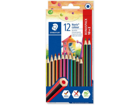 STAEDTLER Crayon de couleur Noris Colour, étui carton 10+2