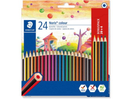 STAEDTLER Crayon de couleur Noris Colour, étui carton 20+4
