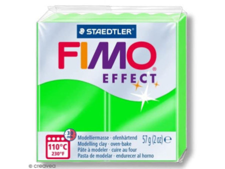 FIMO EFFECT Pâte à modeler, cuisson au four, vert fluo