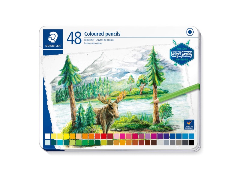 STAEDTLER Crayon couleur Design Journey, étui métal de 48