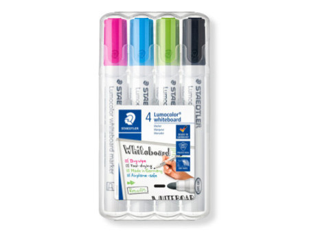 STAEDTLER Marqueur tableau blanc 351 Lumocolor, étui de 4