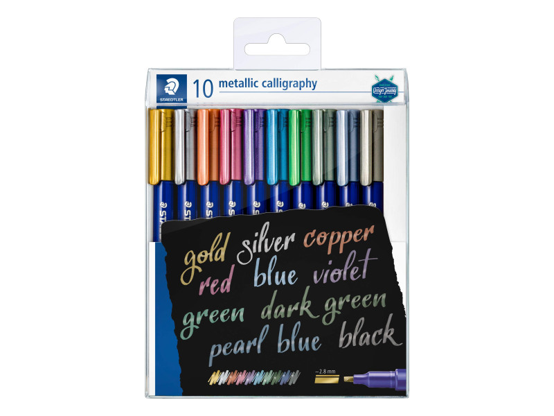 STAEDTLER Marqueur permanent metallic calligraphy, étui 10