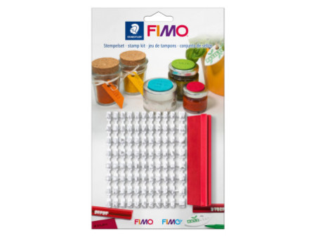 FIMO Jeu de tampons, en plastique, 88 signes, blanc