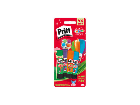 Pritt Bâton de colle Fun Colors, carte blister de 4