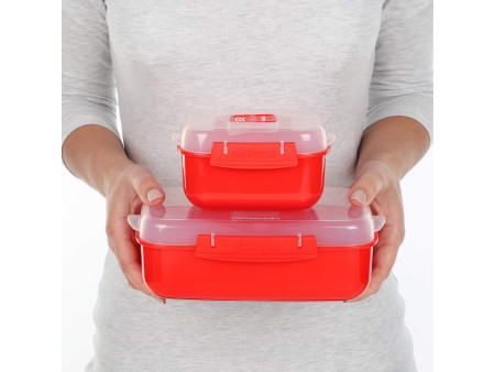 Sistema Boîte pour micro-ondes RECTANGULAR, 525 ml, rouge