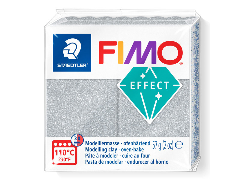 FIMO Pâte à modeler EFFECT, argent pailleté, 57 g