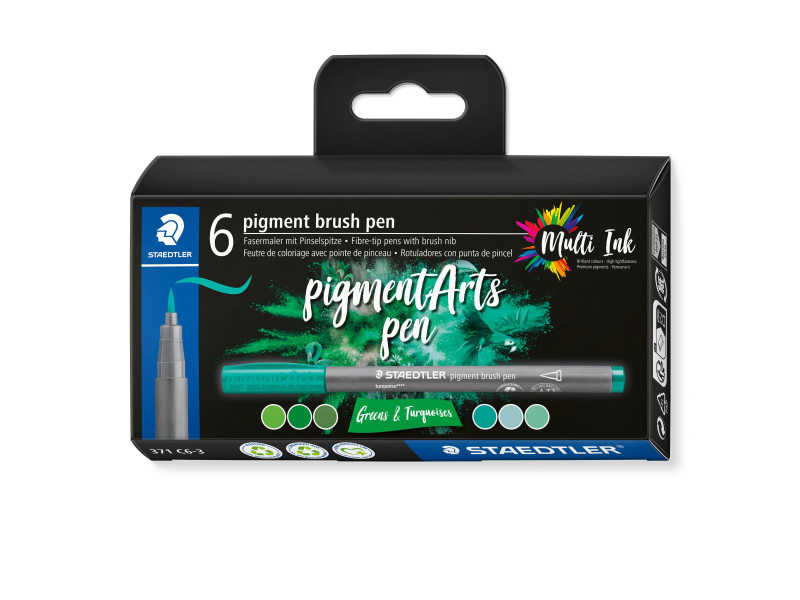 STAEDTLER Feutre pigment brush pen 'Greens & Turquoises'