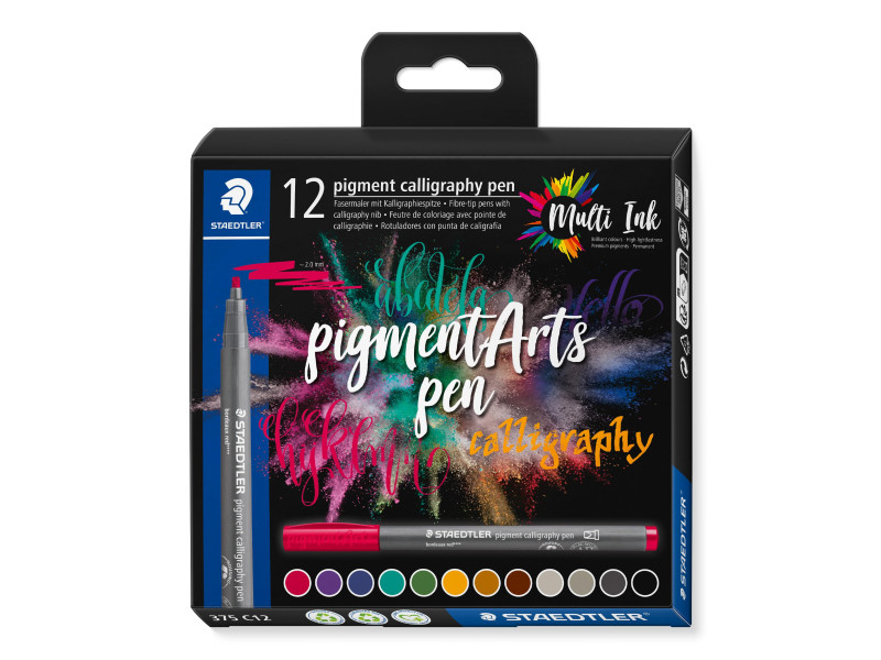 STAEDTLER Feutre pigment calligraphy pen, étui de 12