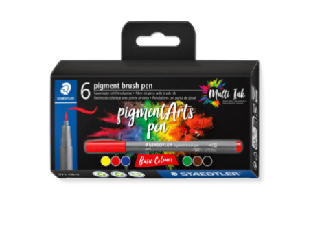 STAEDTLER Feutre pigment brush pen 'Basic Colours'