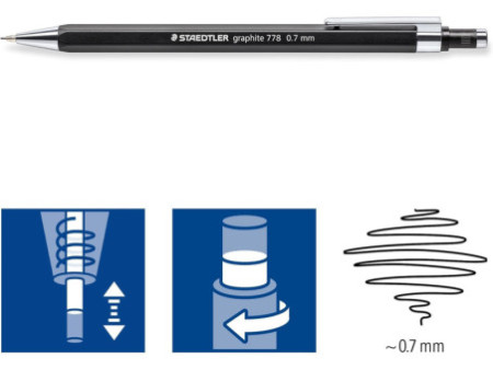 STAEDTLER Porte-mines graphite 778, 0,5 mm, noir