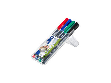 STAEDTLER Marqueur permanent 318F Lumocolor, étui de 4, noir
