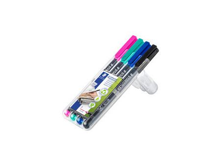 STAEDTLER Marqueur permanent 318F Lumocolor, étui de 4, noir
