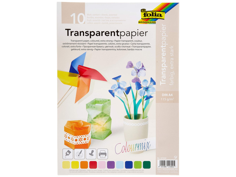 folia Papier transparent, A4, 115 g/m2, assorti