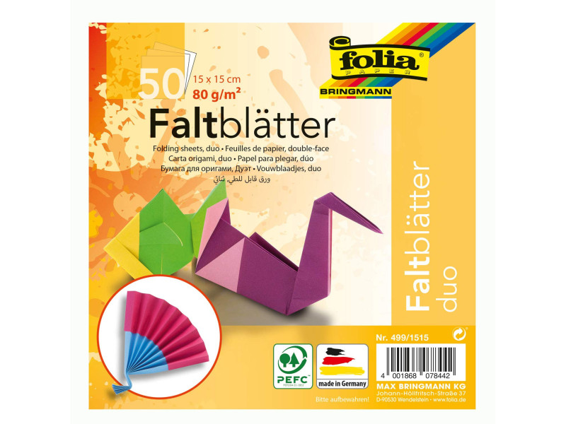 folia Feuille à plier 'DUO', 150 x 150 mm, 50 feuilles
