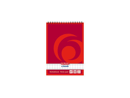 herlitz Bloc-notes à spirale x.book, A7, 50 pages, quadrillé