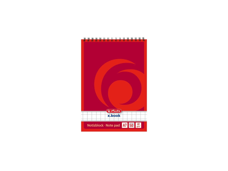 herlitz Bloc-notes à spirale x.book, A7, 50 pages, quadrillé