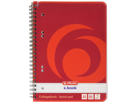 herlitz Cahier à spirales x.book A5, 160 pages, quadrillé