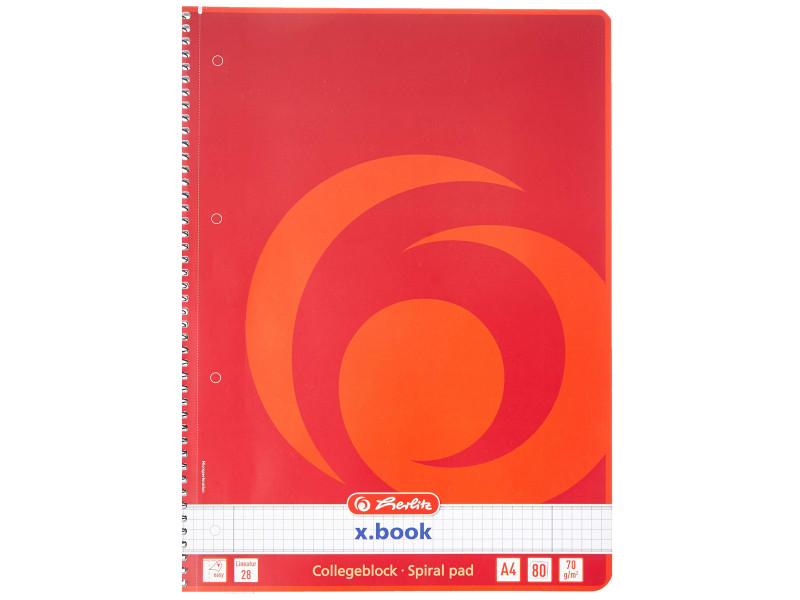 herlitz Cahier à spirales x.book, A4, 160 pages, quadrillé