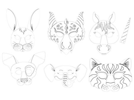 folia Masques pour enfants, en carton, 6 motifs assortis