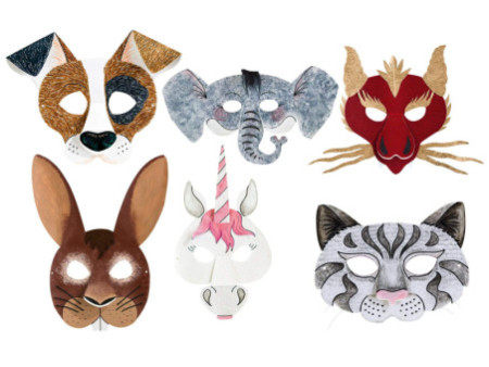 folia Masques pour enfants, en carton, 6 motifs assortis