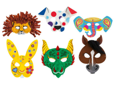 folia Masques pour enfants, en carton, 6 motifs assortis