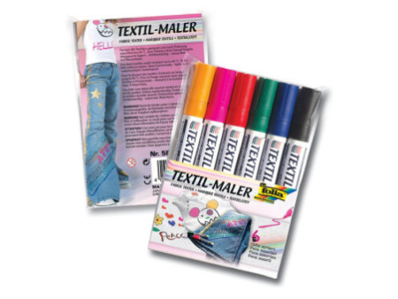 folia Marqueur pour textiles, set de 6, assorti