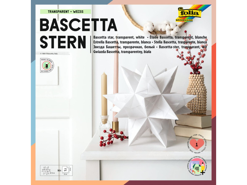 folia Feuille de papier pliable étoile Bascetta, blanc
