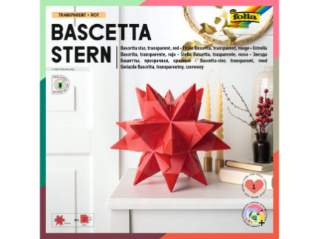 folia Feuille de papier pliable étoile Bascetta, rouge