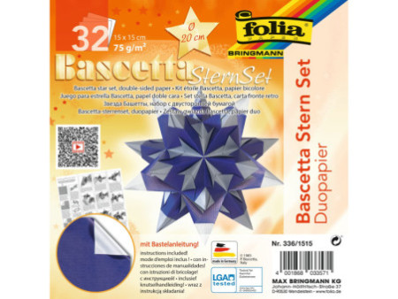 folia Feuilles de papier pliable étoile Bascetta, 75 g/m2