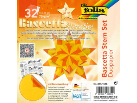 folia Feuilles de papier pliable étoile Bascetta, 75 g/m2