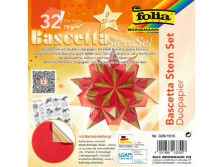 folia Feuilles de papier pliable étoile Bascetta, 75 g/m2