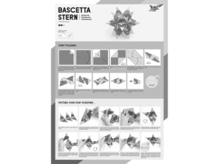 folia Feuilles de papier pliable étoile Bascetta, 75 g/m2