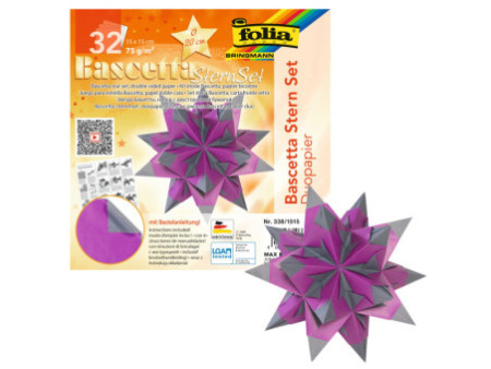 folia Feuilles de papier pliable étoile Bascetta, 75 g/m2